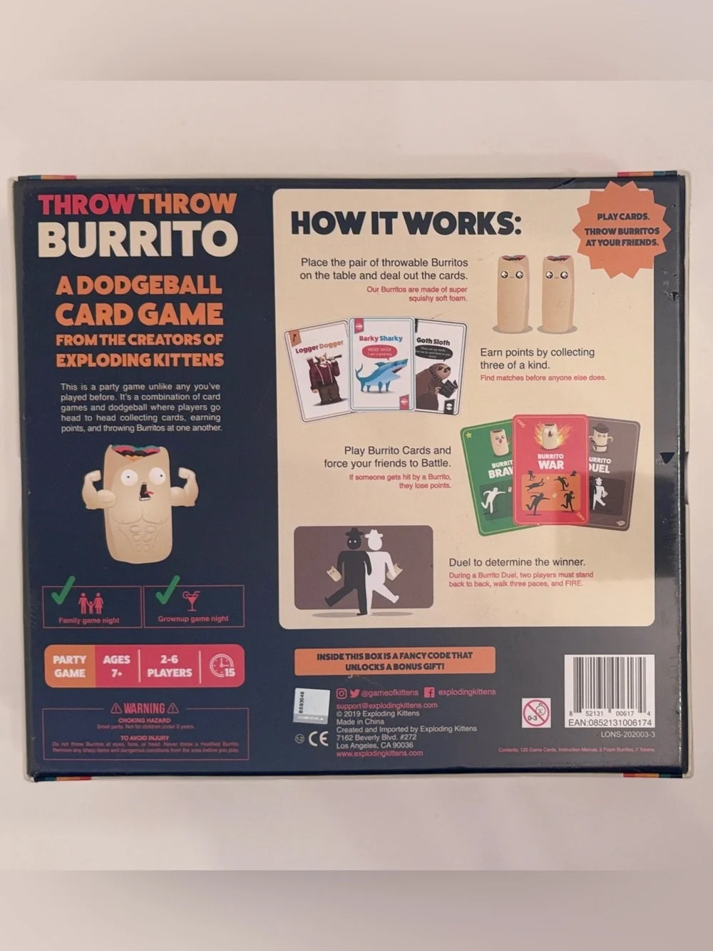 Throw Throw Burrito Party Game by Exploding Kittens - NEW, SEALED BOX